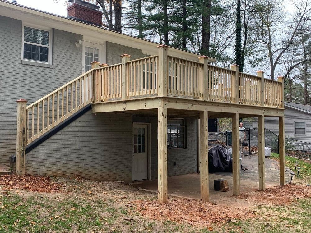 Elevated Deck Build on a Greensboro Brick Home