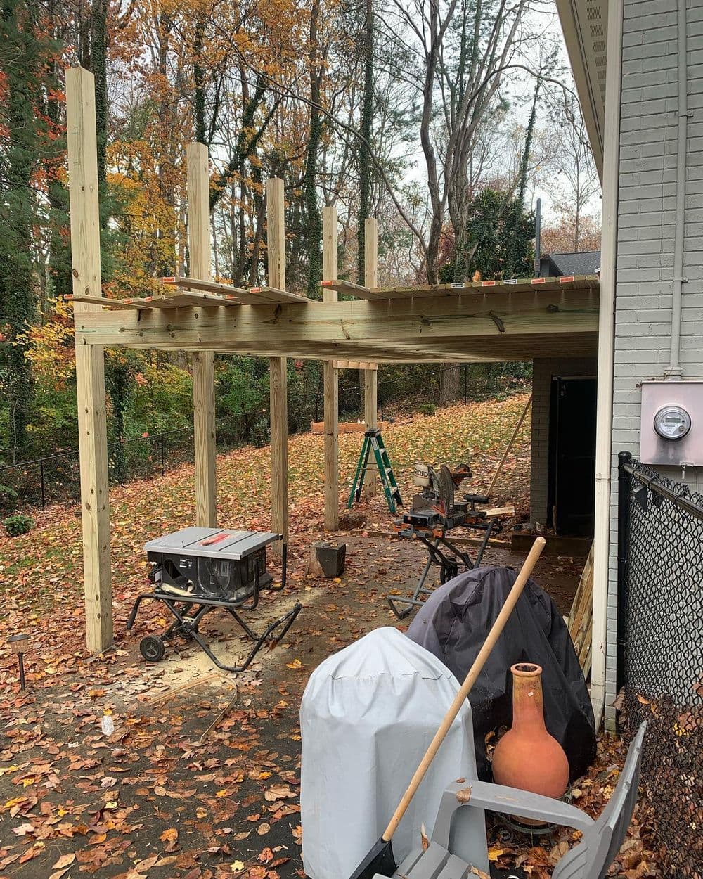 Elevated Deck Build on a Greensboro Brick Home